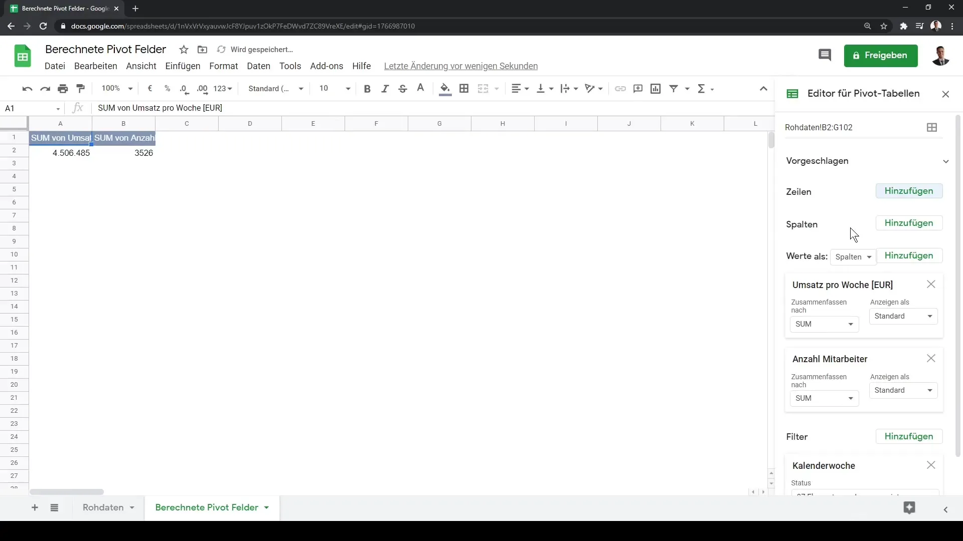 Isikupärased analüüsid arvutatud väliandmetega Google Sheetsis