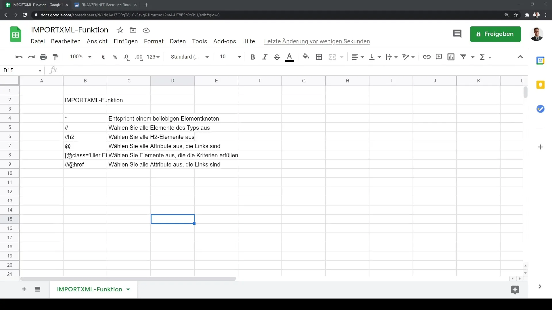 Google Sheetsi õpetus: IMPORTXML samm-sammult selgitatud