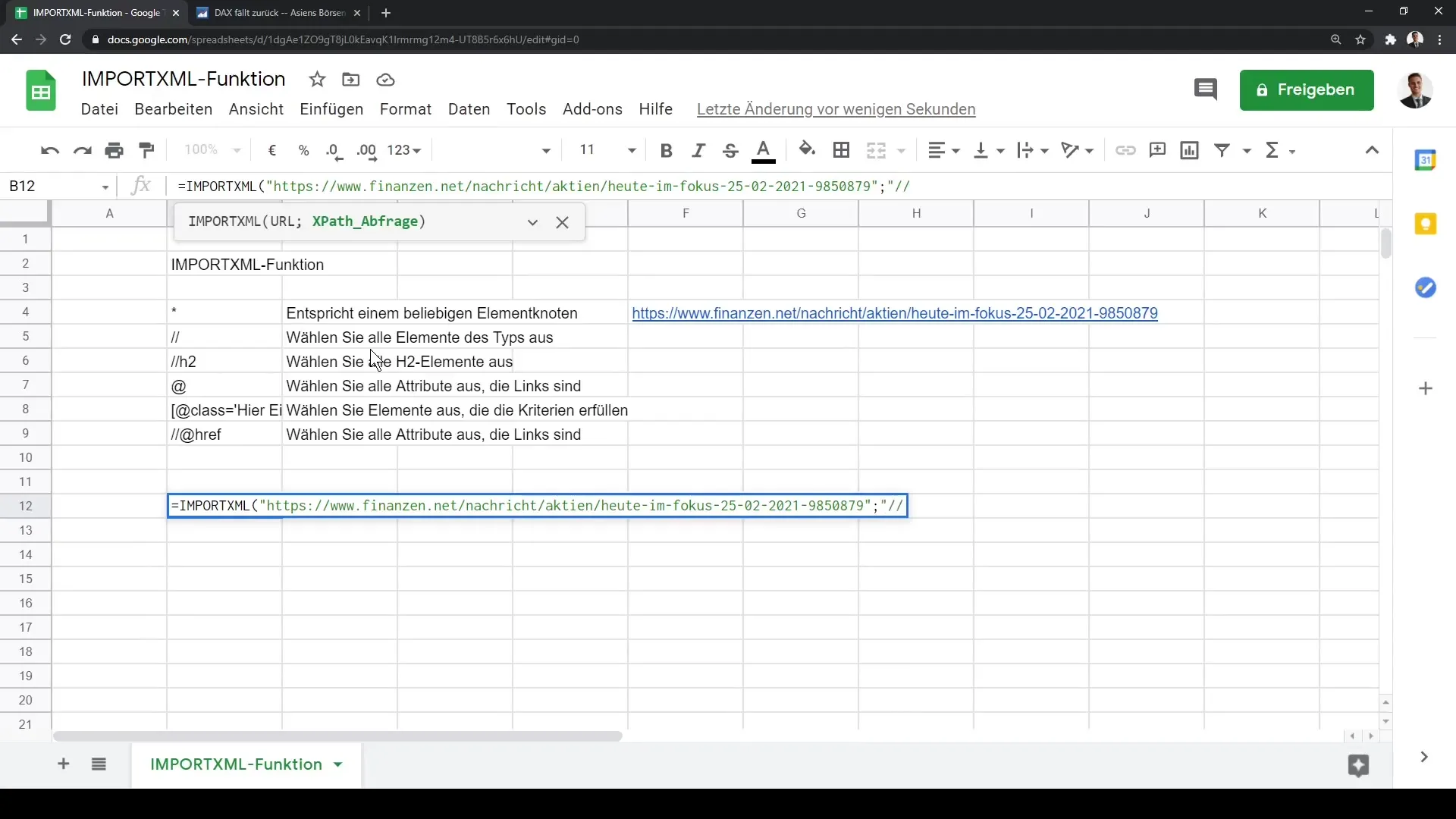 Google Sheets õpetus: IMPORTXML samm-sammult selgitatud