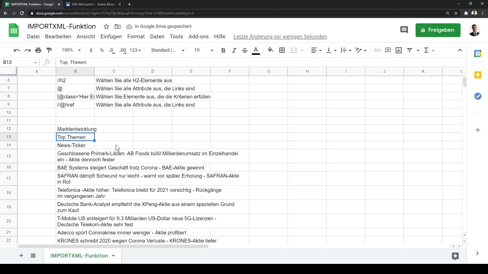 Google Sheetsi õpetus: IMPORTXML samm-sammult selgitatud