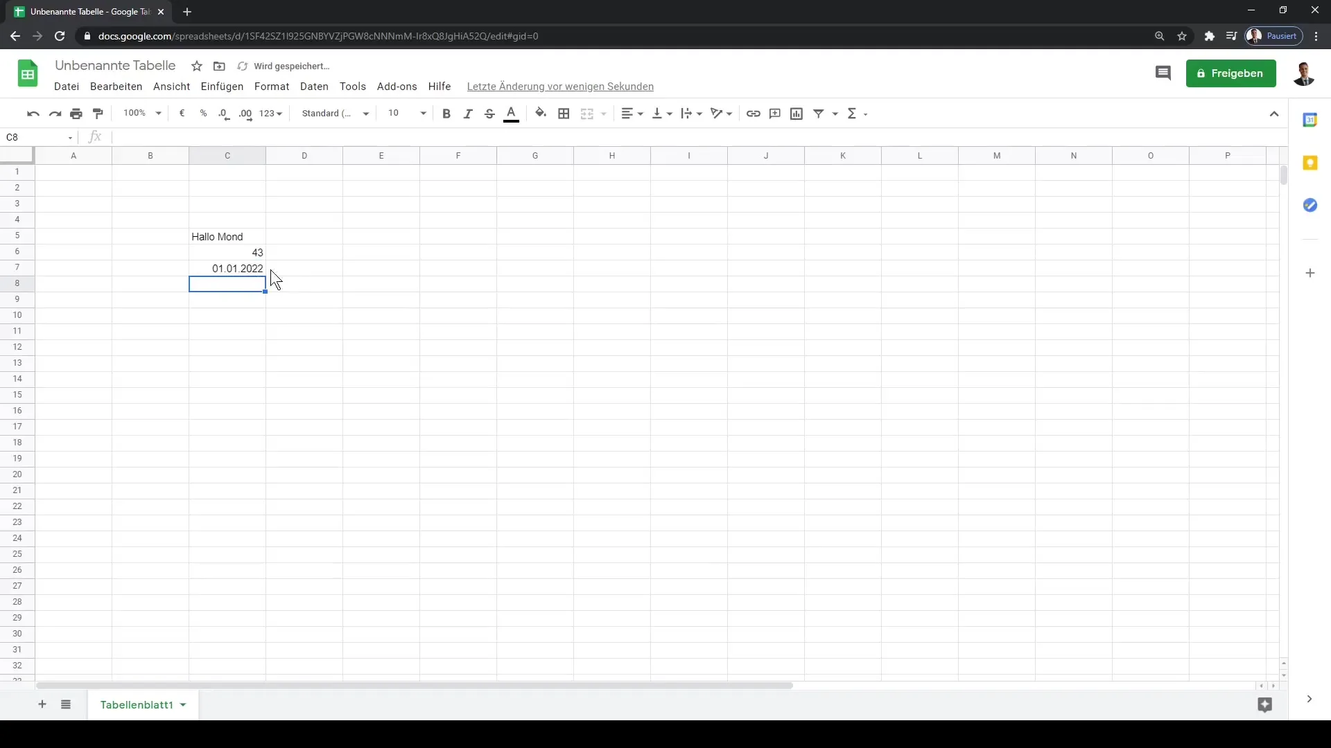 Google Sheets: Teksti, arvude ja kuupäevade sisestamine - Juhend samm-sammult