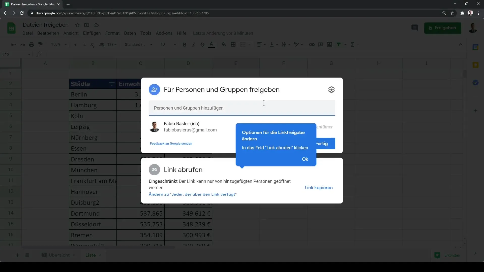 Google Sheets jagamine on lihtsasti tehtav