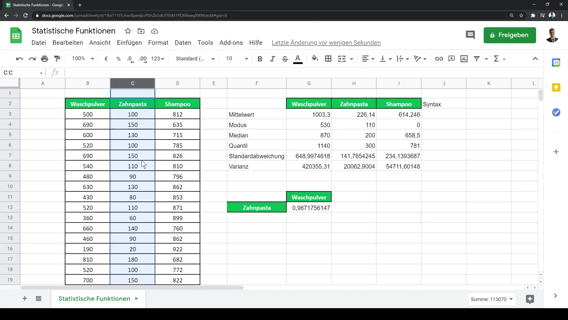Google Sheets: Andmehalduse statistilised funktsioonid