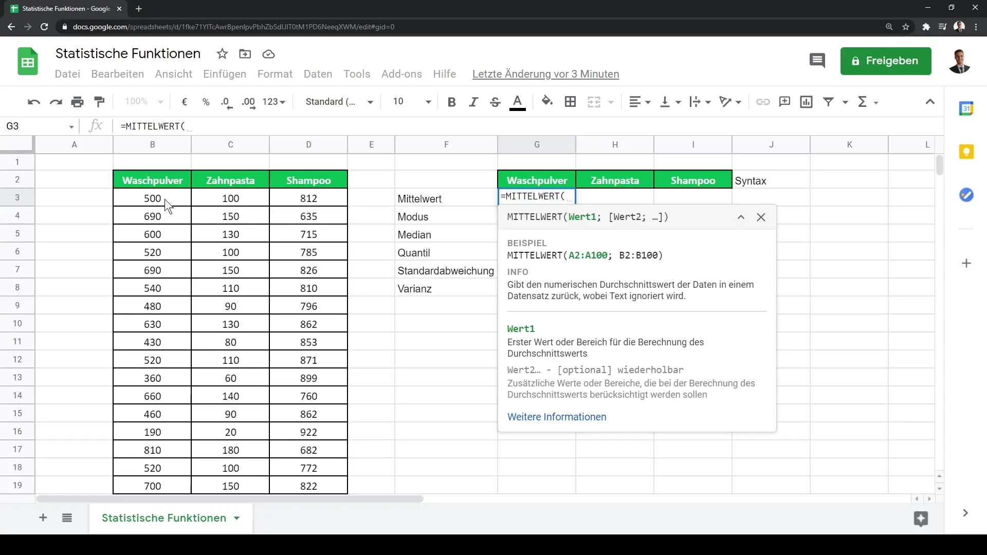 Google Sheets: Statistikafunktsioonid andmeanalüüside jaoks