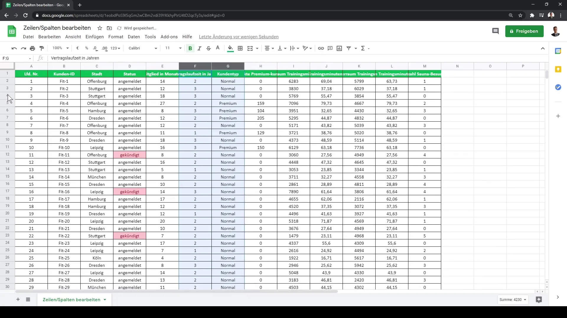 Google Sheets: veergude ja ridade tõhus töötlemine