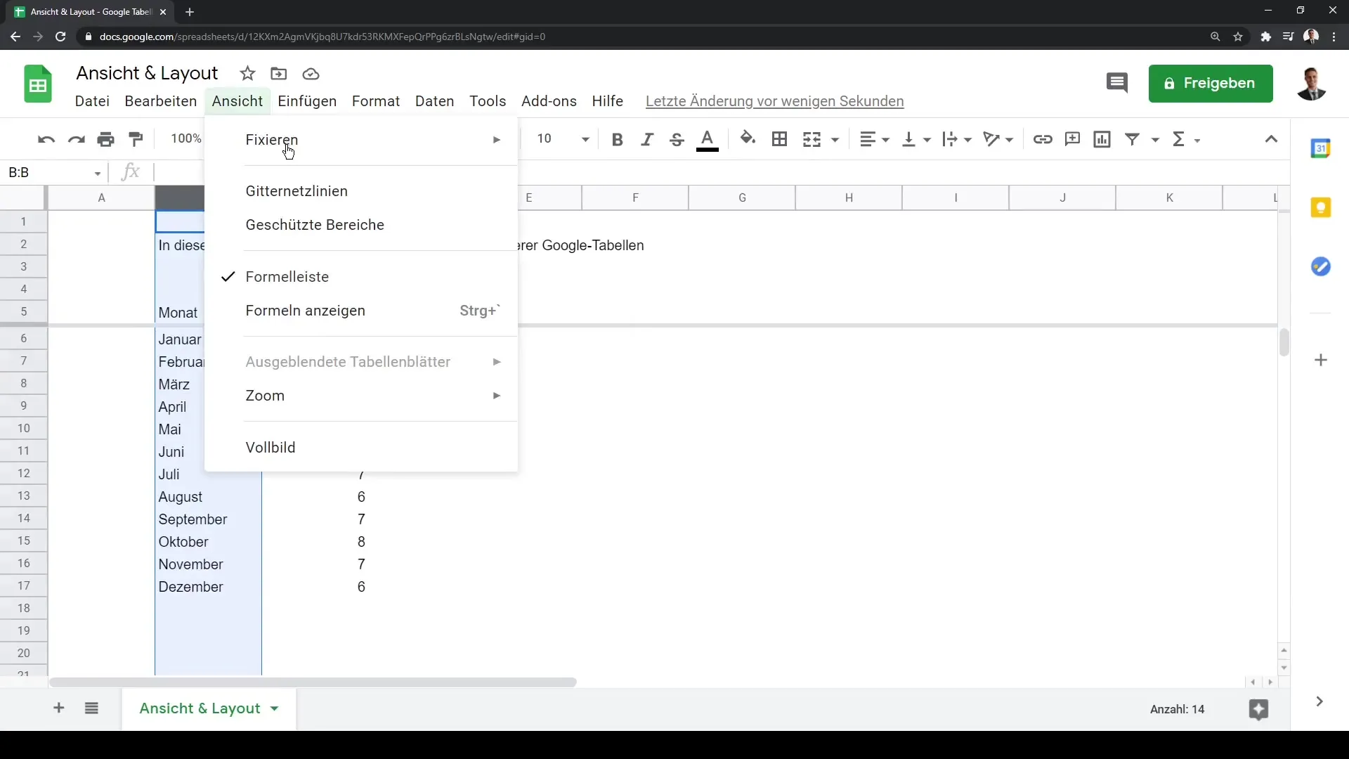 Google Sheets: Vaadet ja paigutust optimaalseks kasutamiseks kohandama