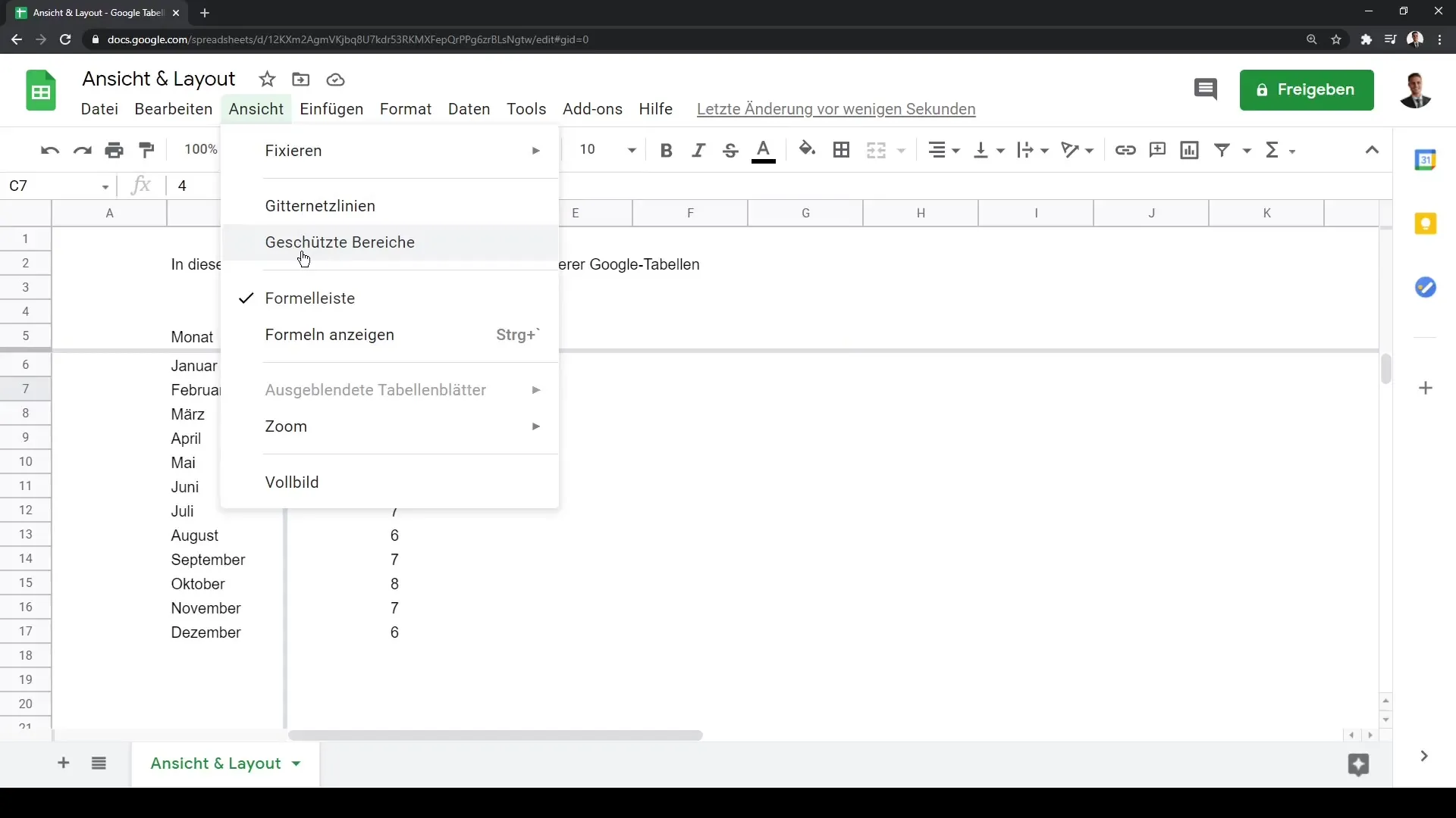 Google Sheets: Vaadet ja paigutust kohandada optimaalseks kasutamiseks