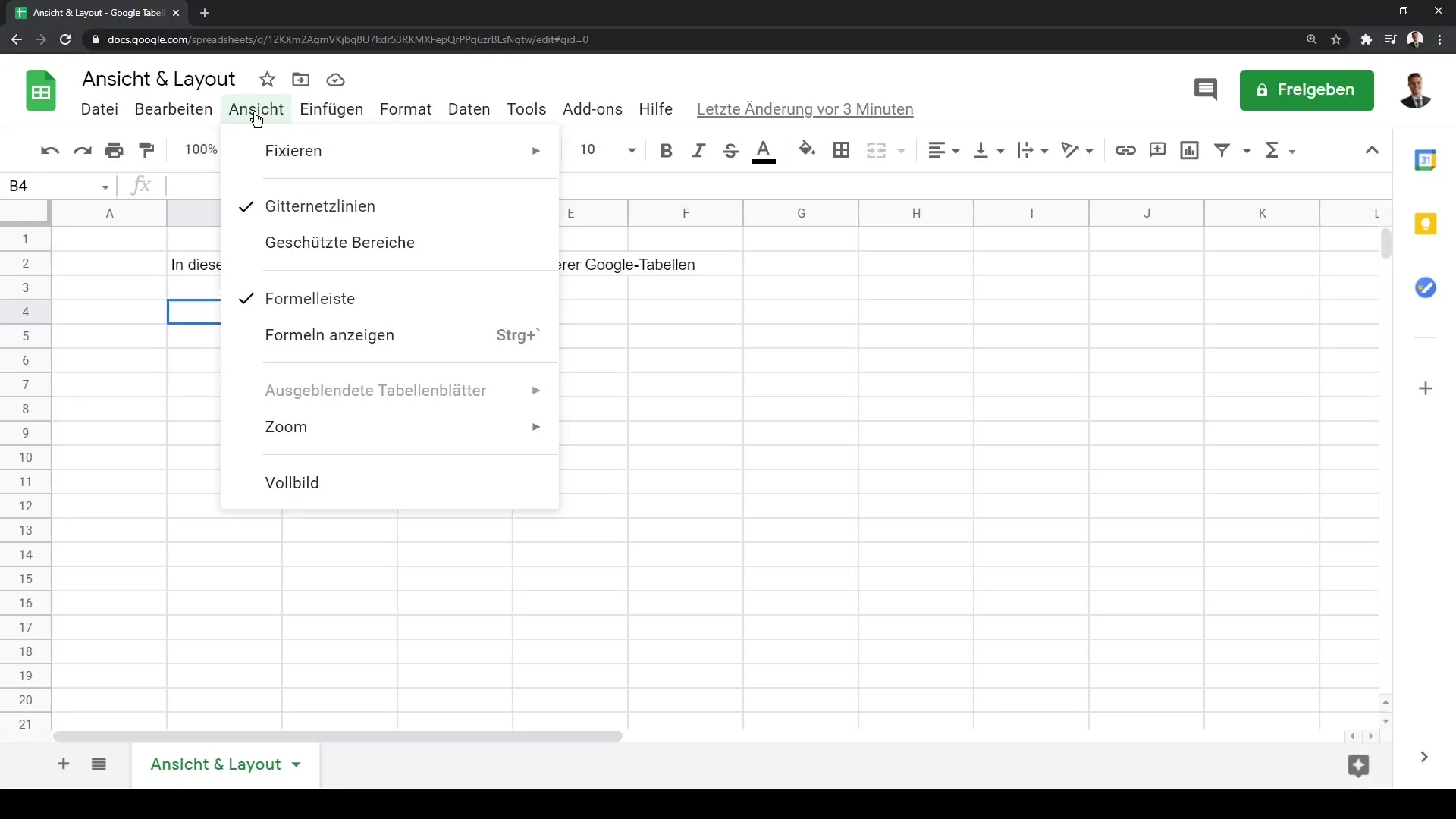 Google Sheets: Vaadet ja paigutust kohandama optimaalseks kasutamiseks