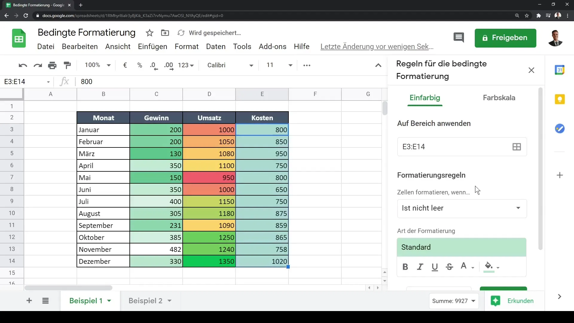 Google Sheets: Rakendage rakkude tingimuslik vormindamine lihtsalt