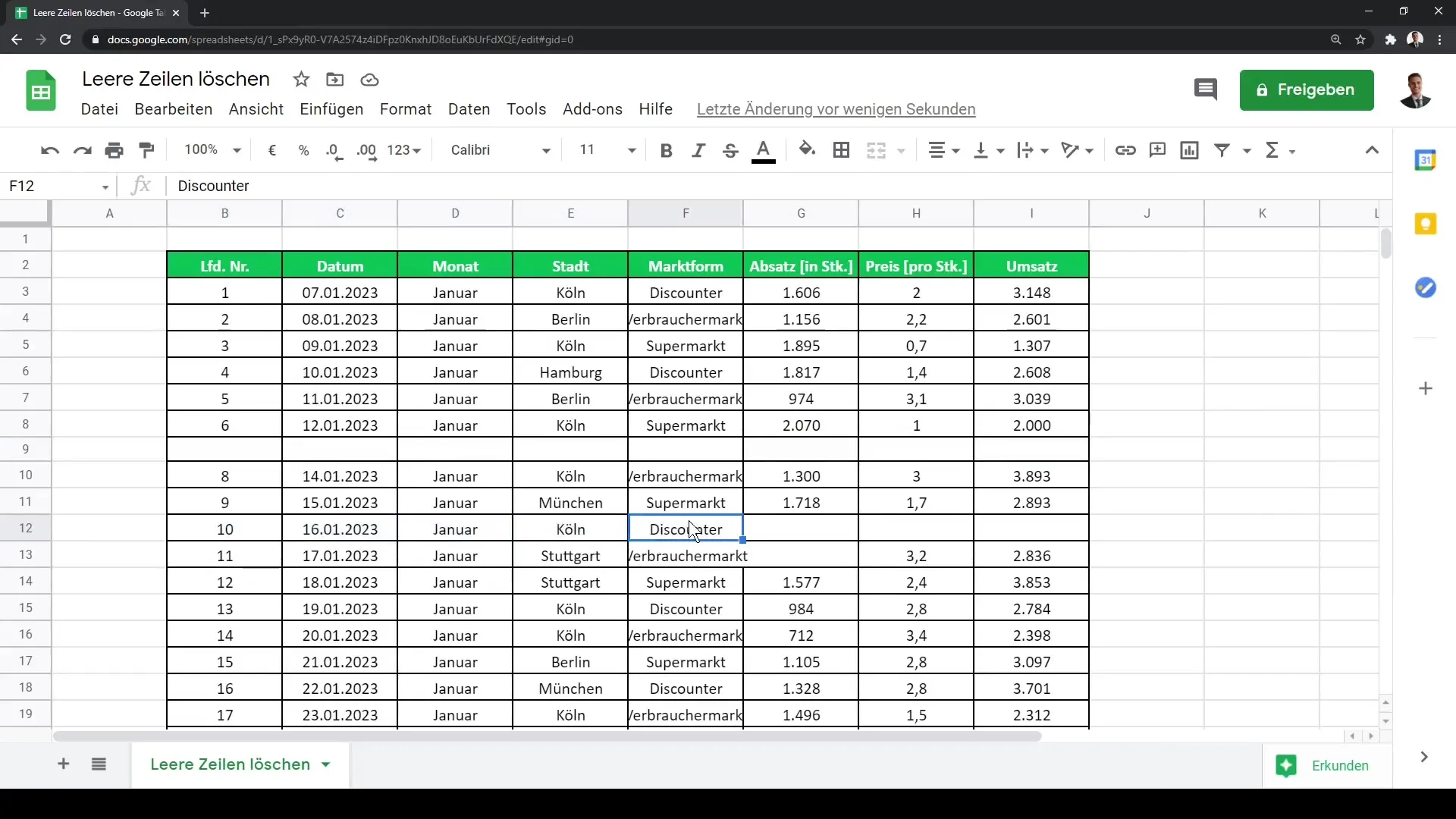 Tühjade ridade tõhus kustutamine Google Sheets'is - juhend andmete puhastamiseks
