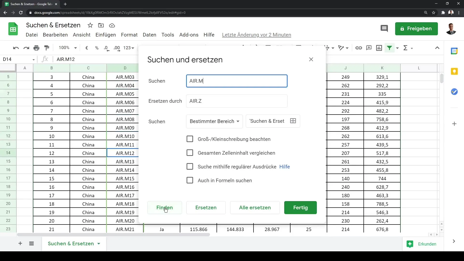 Google Sheets – Andmete tõhus otsimine ja asendamine