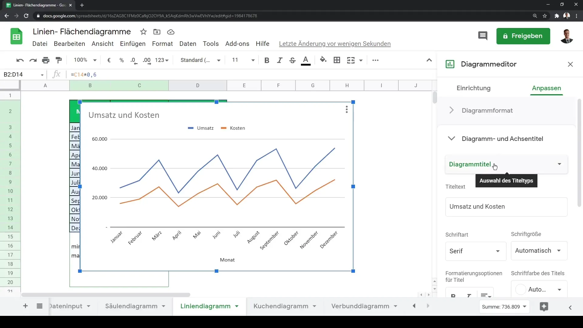 Joonis- ja pindaladiagrammid Google Sheets'i: Üksikasjalik juhend