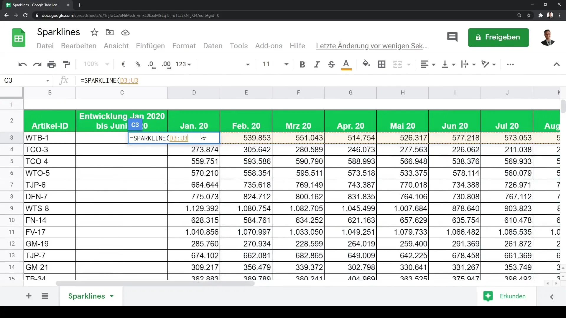 Sparklineid Google Sheetsis - visualiseeri oma andmed tõhusalt