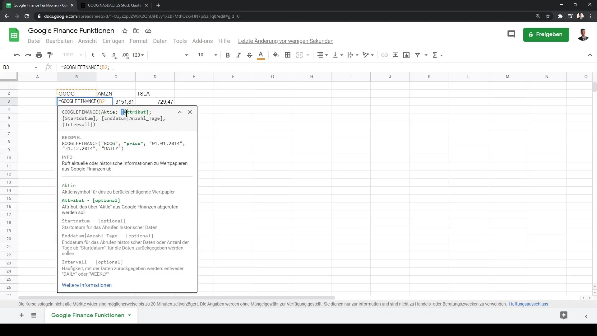 Google Sheets õpetus: Google Finance funktsiooni õige kasutamine
