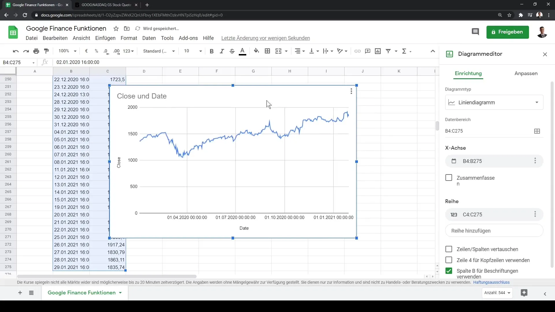 Google Sheetsi õpetus: Google Finance funktsiooni õige kasutamine