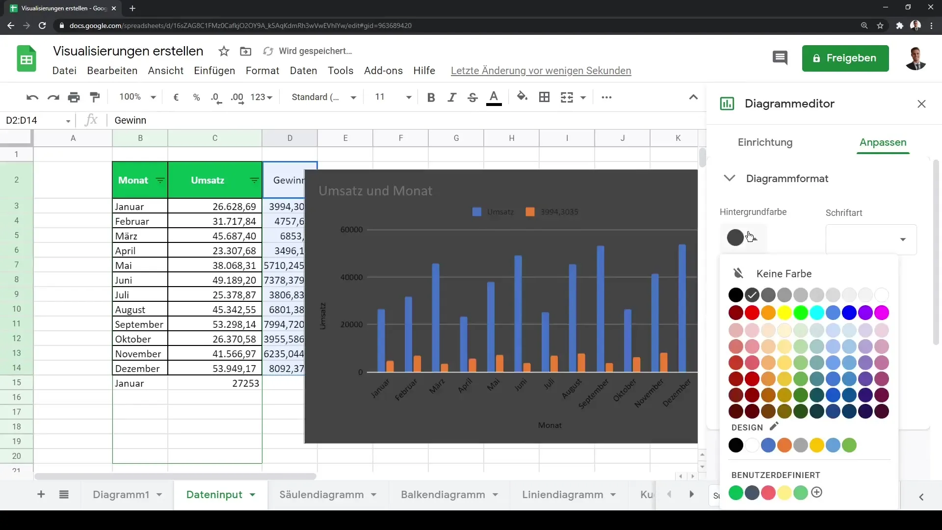Google Sheetsi õpetus: visualiseeringute loomine