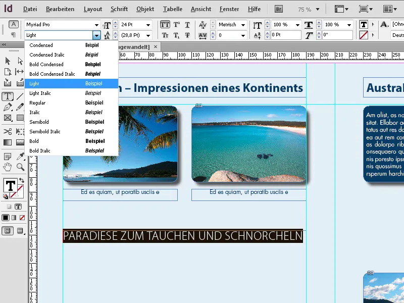 "InDesign" teksto ir teksto ant kelio įrankis "InDesign" teksto ir teksto ant kelio įrankis