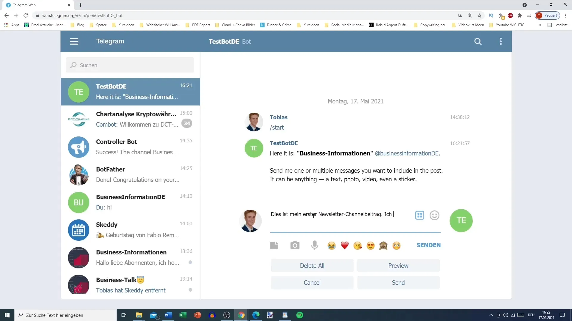 Guida su Telegram: Come creare un post per la newsletter
