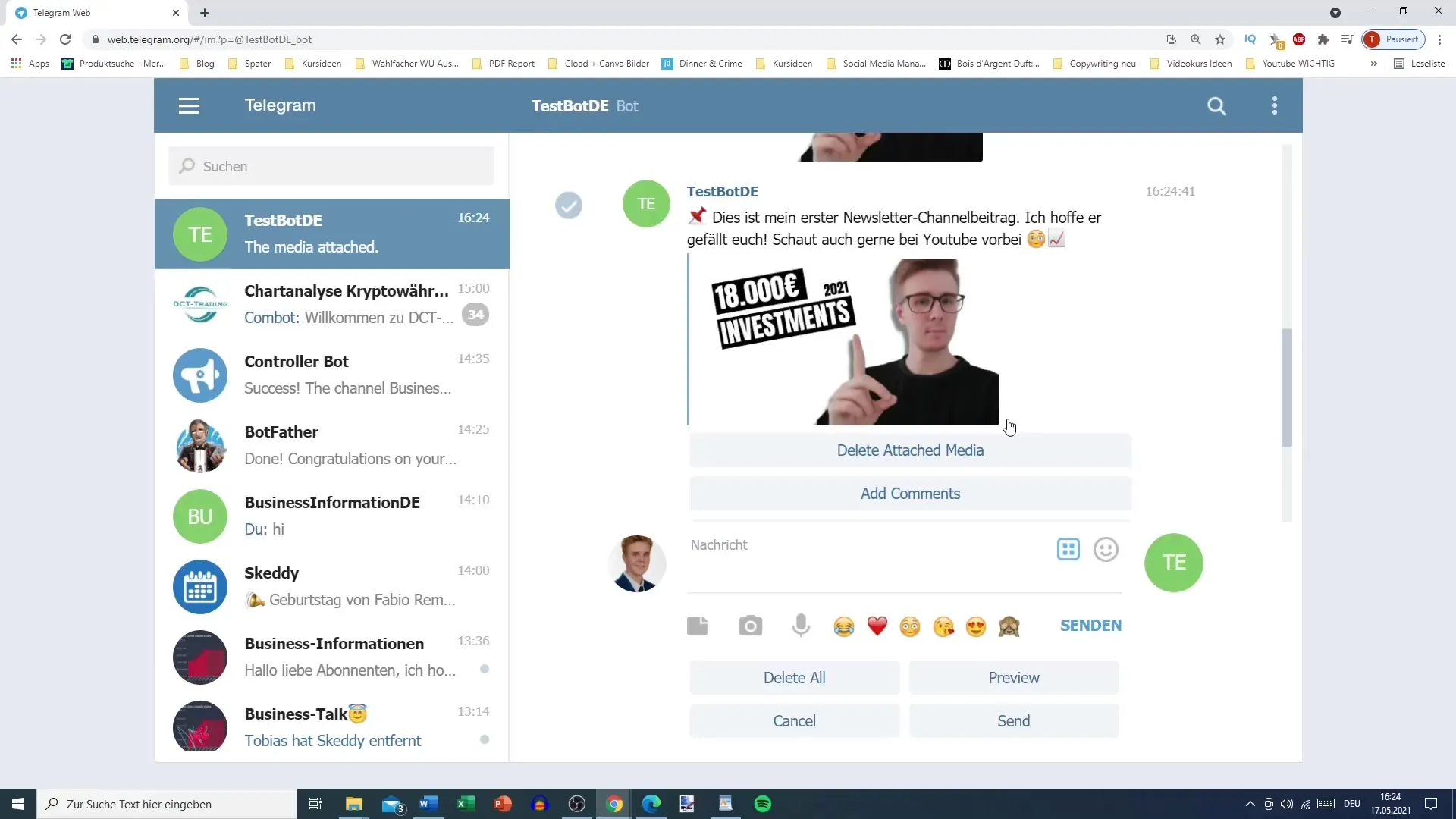 Telegram-Tutorial: Creare un post per la newsletter
