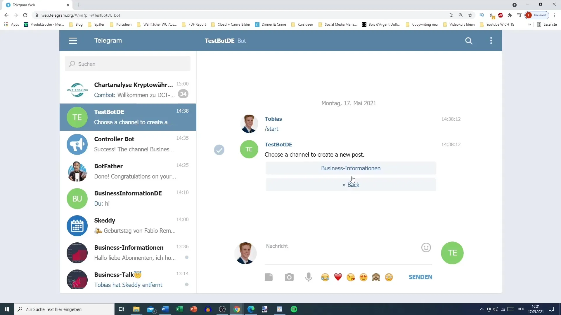 Creazione di un post per la newsletter: Tutorial di Telegram