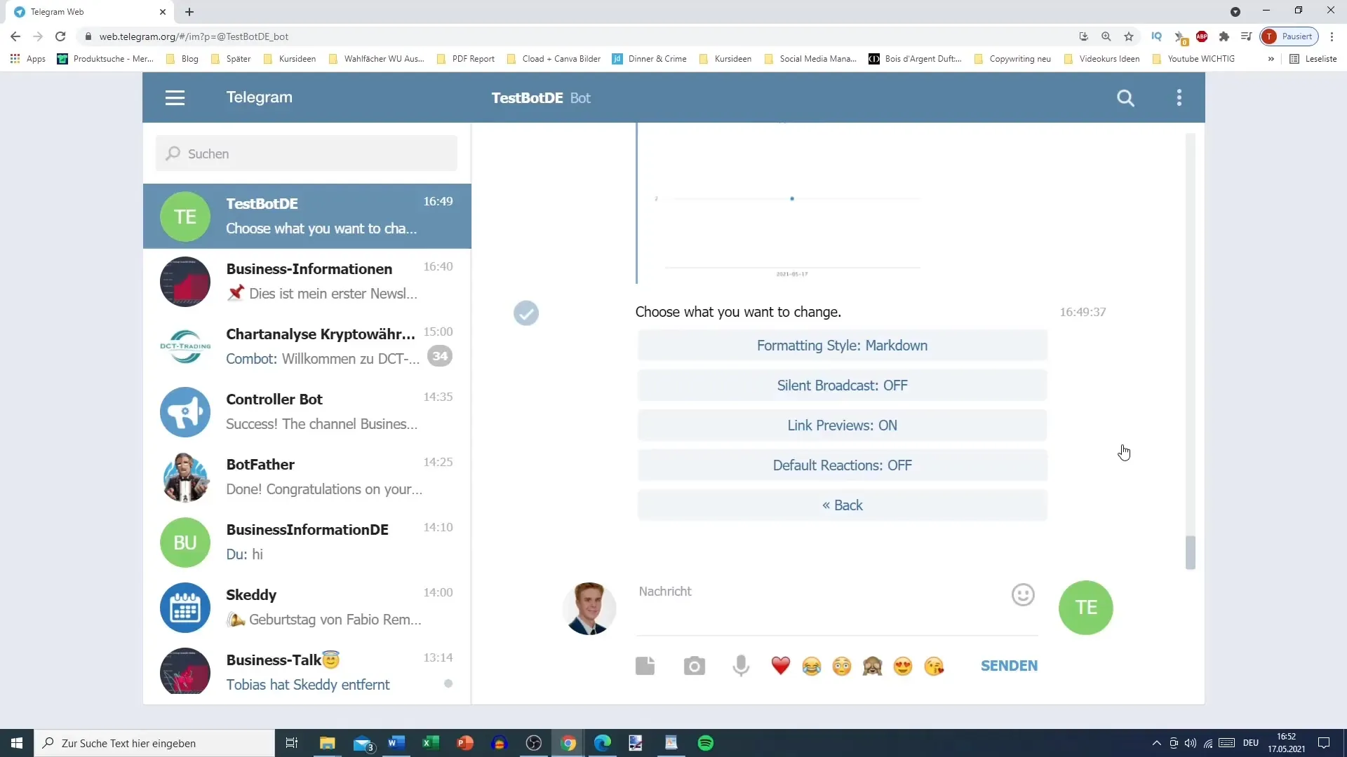 Telegram-Bot Einstellungsanpassung Schritt-für-Schritt