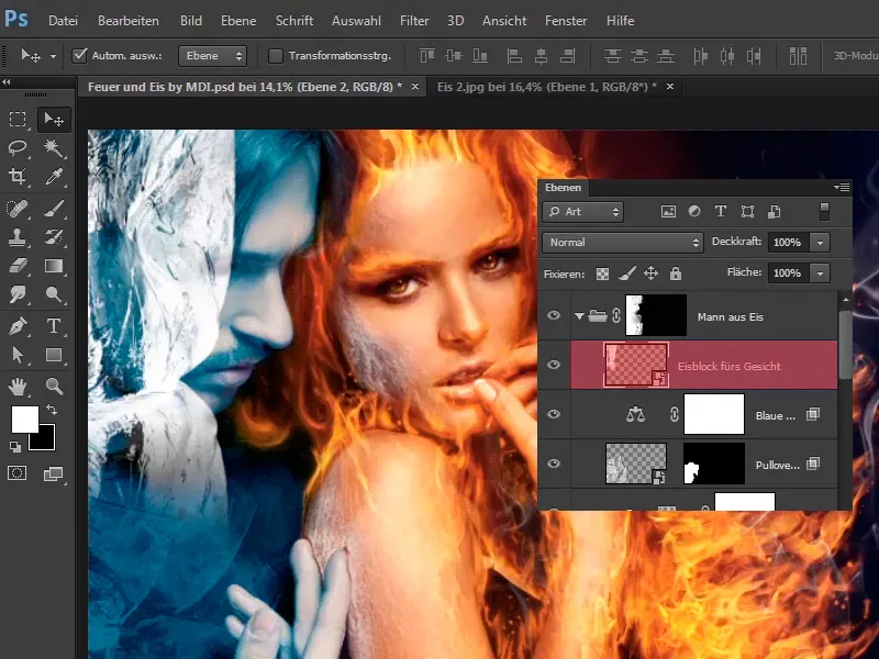 Photoshop composing - Fire and ice - Part 10: Further optimization of the frosty look