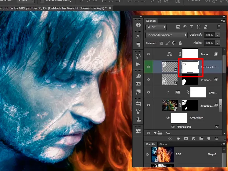 Photoshop composing - Fire and ice - Part 10: Further optimization of the frosty look