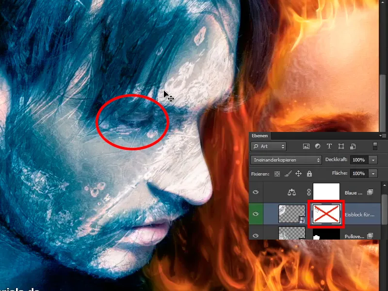 Photoshop composing - Fire and ice - Part 10: Further optimization of the frosty look