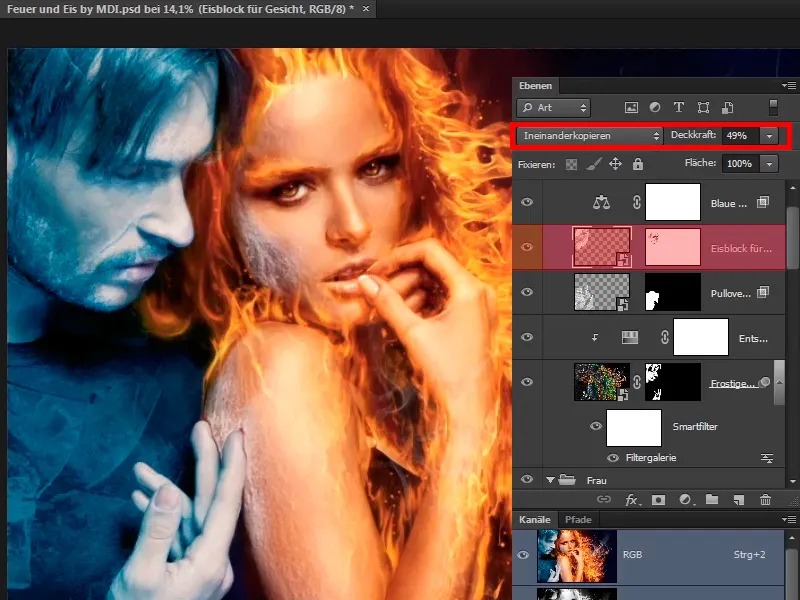 Photoshop composing - Fire and ice - Part 10: Further optimization of the frosty look