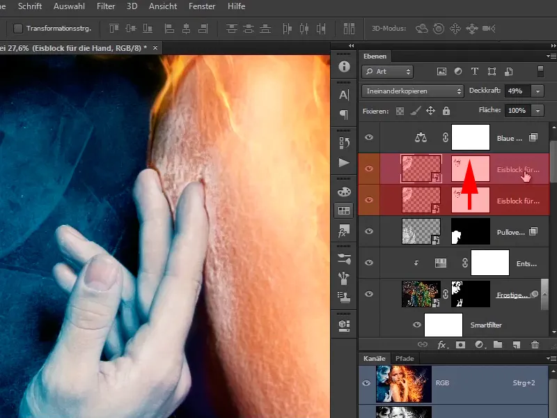 Photoshop composing - Fire and ice - Part 10: Further optimization of the frosty look