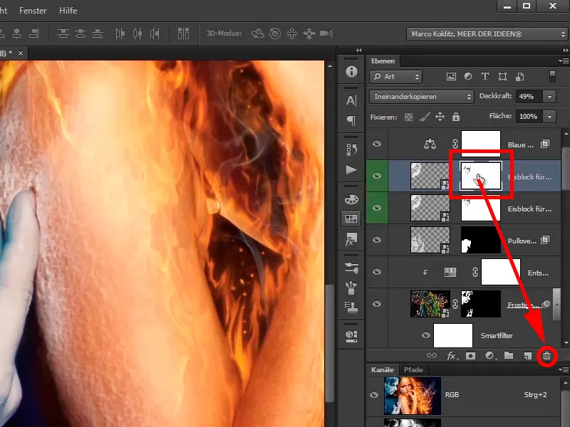 Photoshop composing - Fire and ice - Part 10: Further optimization of the frosty look