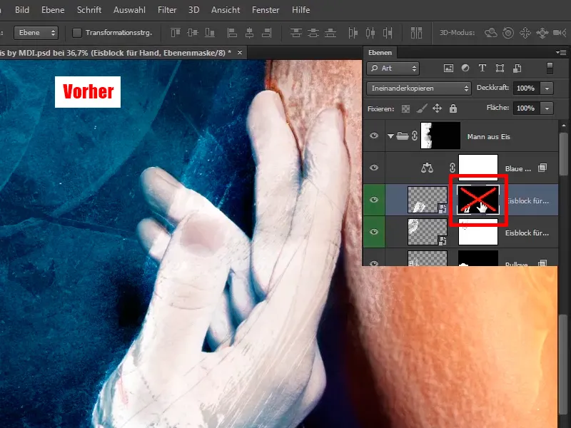 Photoshop composing - Fire and ice - Part 10: Further optimization of the frosty look