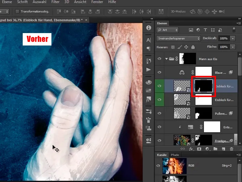 Photoshop composing - Fire and ice - Part 10: Further optimization of the frosty look