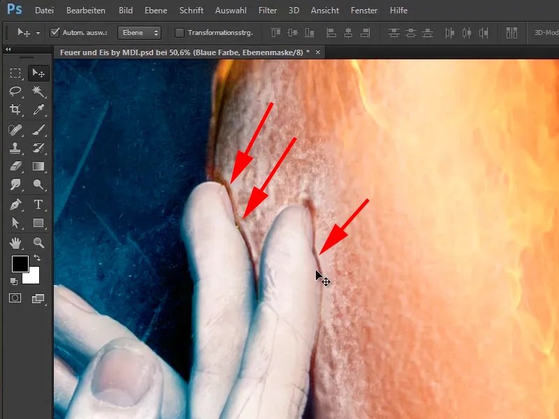 Photoshop composing - Fire and ice - Part 10: Further optimization of the frosty look