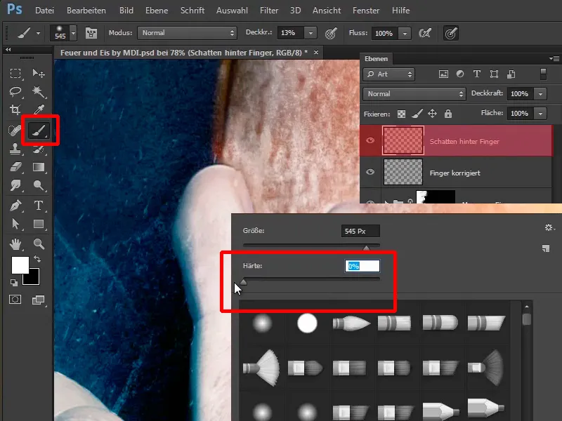 Photoshop composing - Fire and ice - Part 10: Further optimization of the frosty look