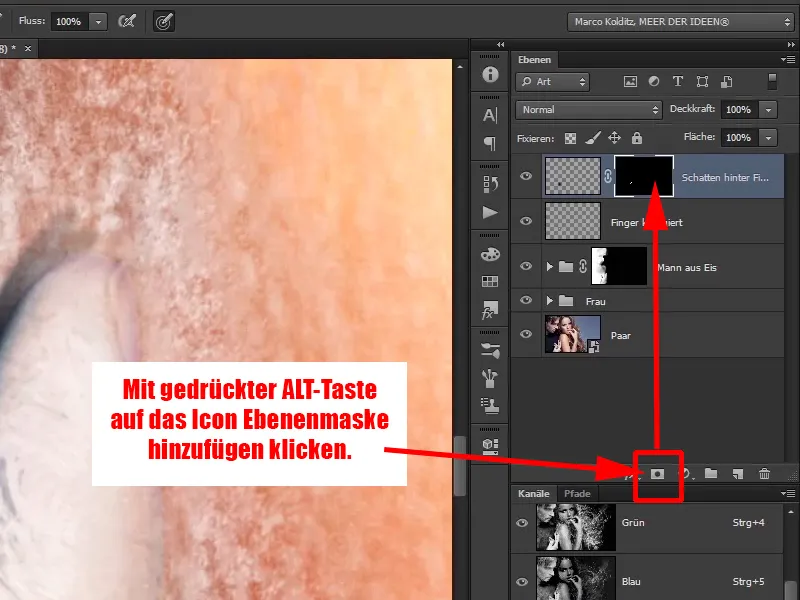 Photoshop zostavenie - Oheň a ľad - Časť 10: Ďalšie optimalizácie ľadového vzhľadu. Photoshop-Composing - Oheň a ľad - časť 10: Ďalšie optimalizovanie mrazivého vzhľadu.