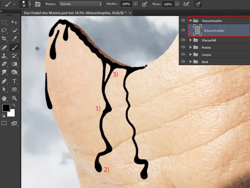 Photoshop - El Oráculo del Mar - Parte 10: Optimizar la máscara y pintar gotas de agua