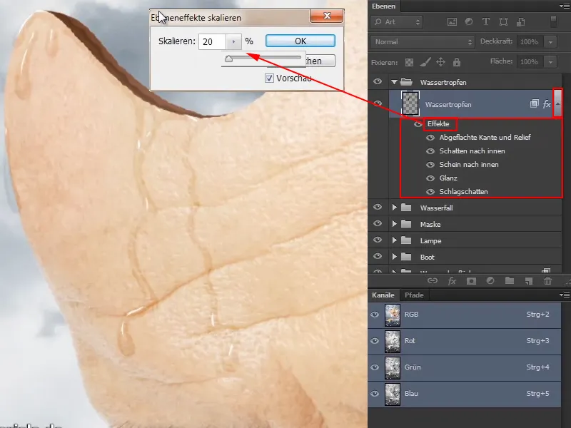 Photoshop - El Oráculo del Mar - Parte 10: Optimizar la máscara y pintar gotas de agua