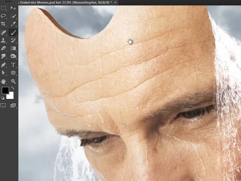 Photoshop - El Oráculo del Mar - Parte 10: Optimizar la máscara y pintar gotas de agua