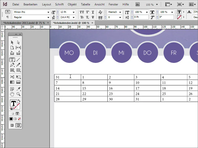 Mendesain kalender foto termasuk sampul dalam Adobe InDesign