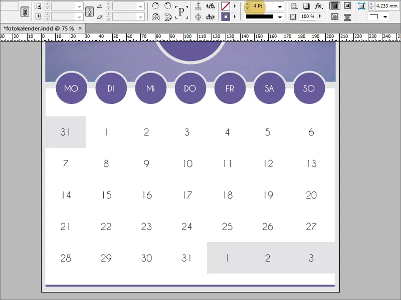 Mendesain kalender foto termasuk sampul dalam Adobe InDesign