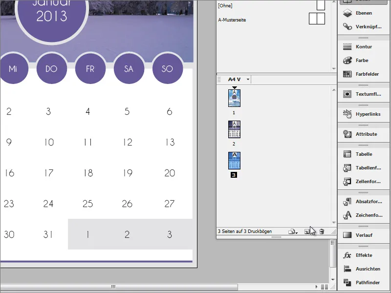 Membuat kalender foto termasuk halaman depan di Adobe InDesign