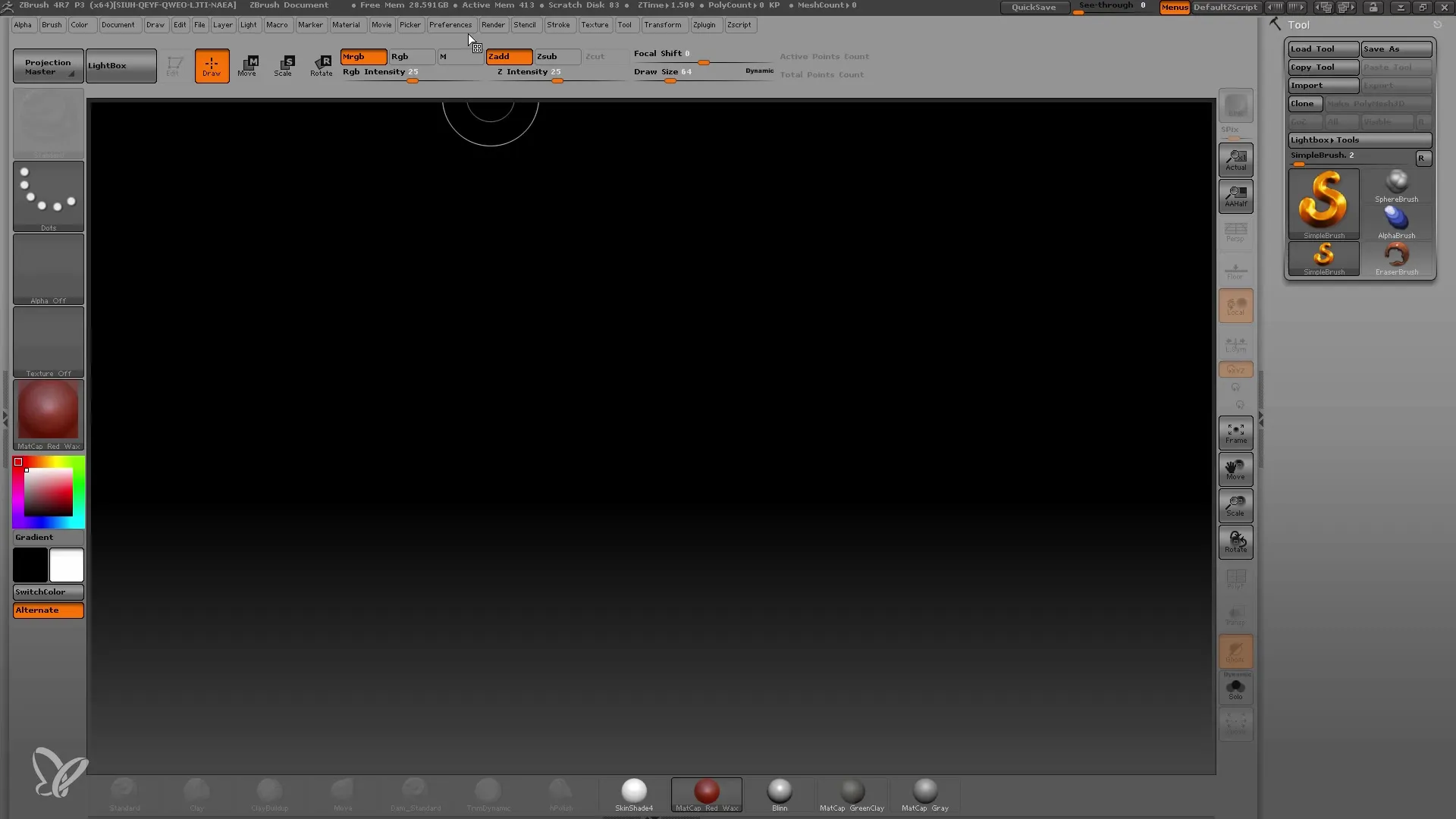 Det er nemt at tilpasse brugerfladen i ZBrush