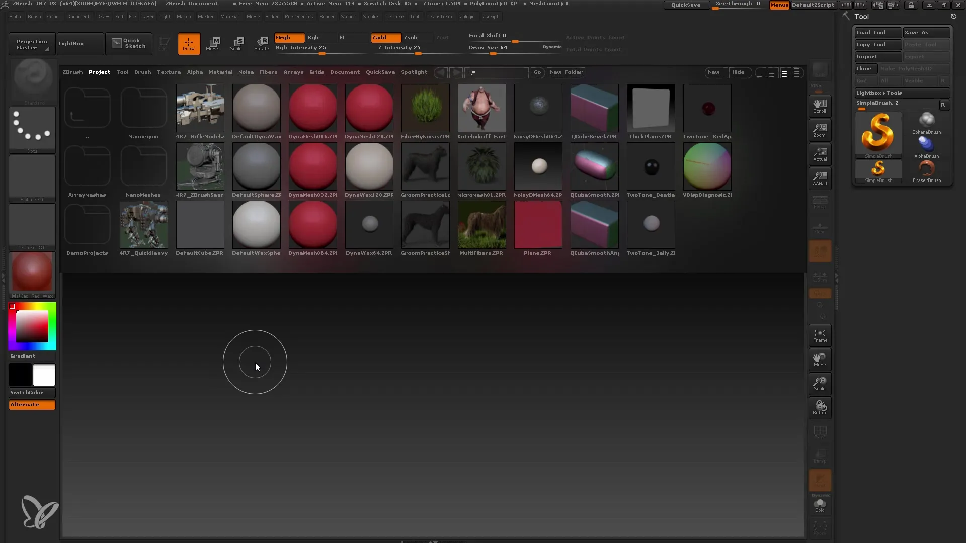 Brugergrænsefladen tilpasning i ZBrush er let at gøre