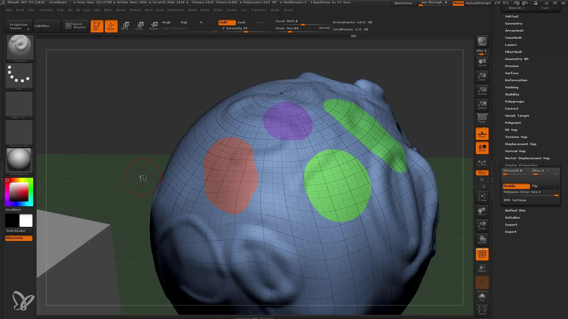 ZBrush principianti: Lavoro efficiente con subtools e maschere