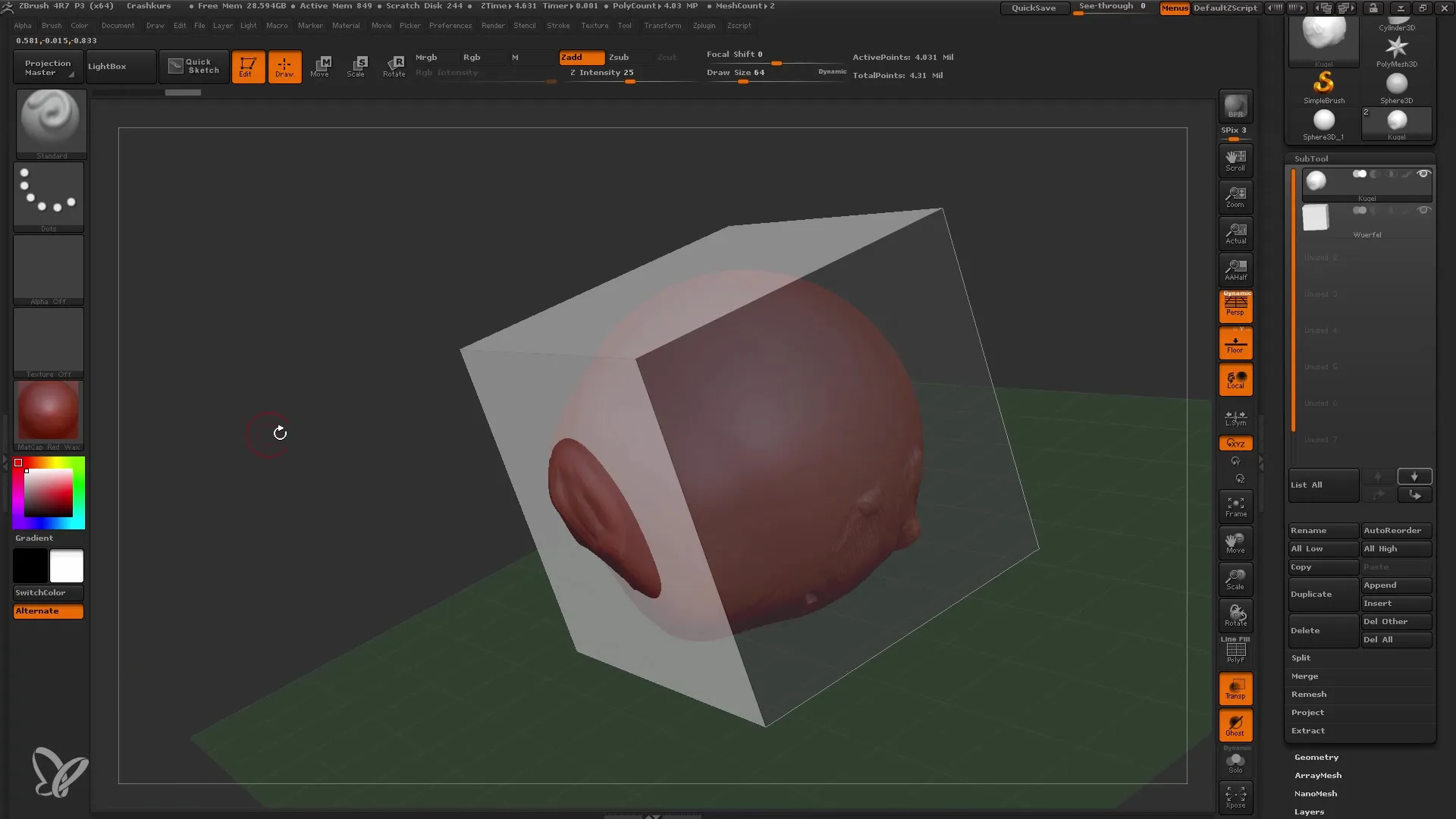 ZBrush principiante: Lavoro efficiente con subtool e maschera
