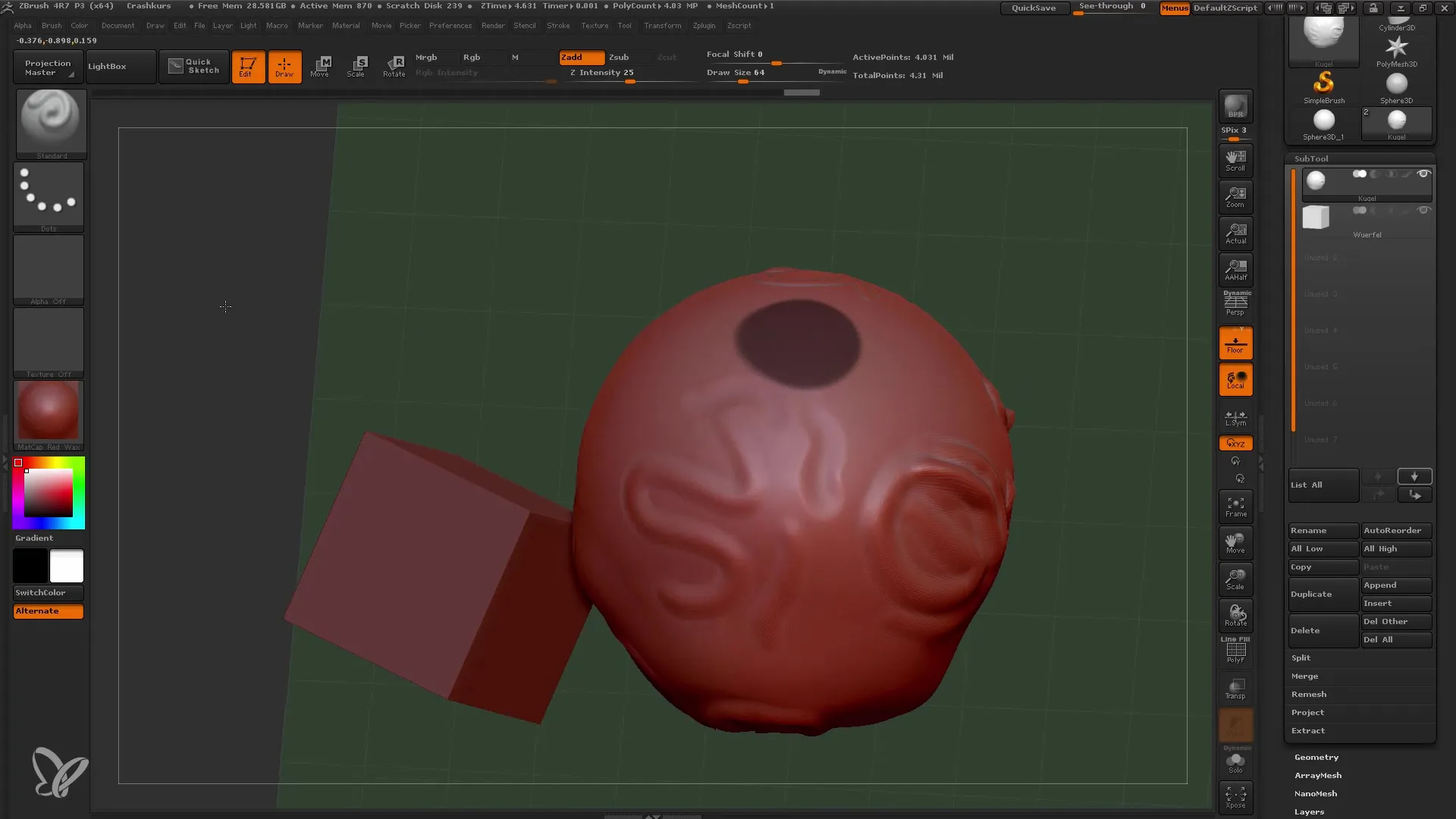 ZBrush principianti: Lavoro efficiente con subtools e maschere