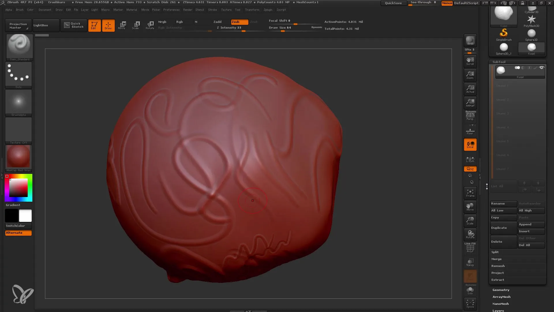 ZBrush Principiante: Lavoro efficiente con subtools e maschera