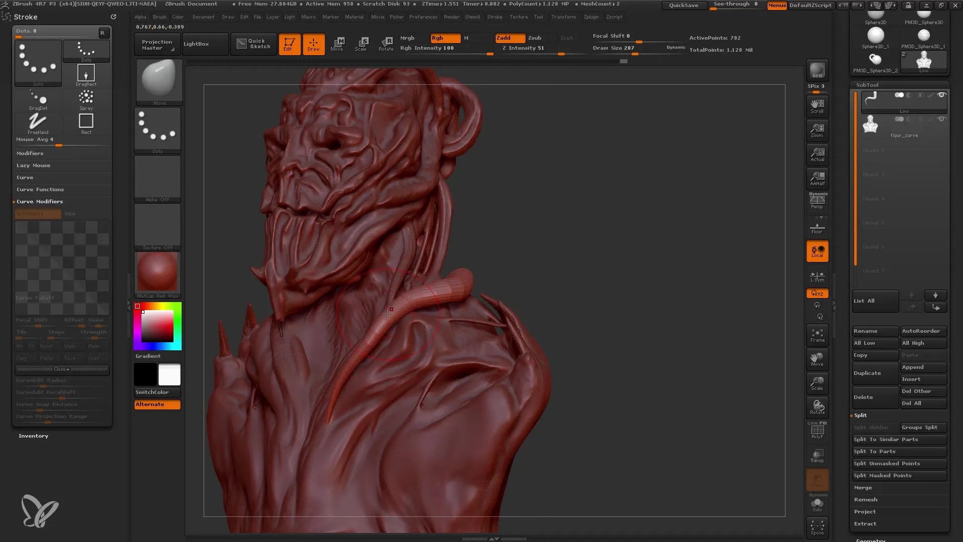 Introducción a los pinceles de curva en ZBrush para principiantes