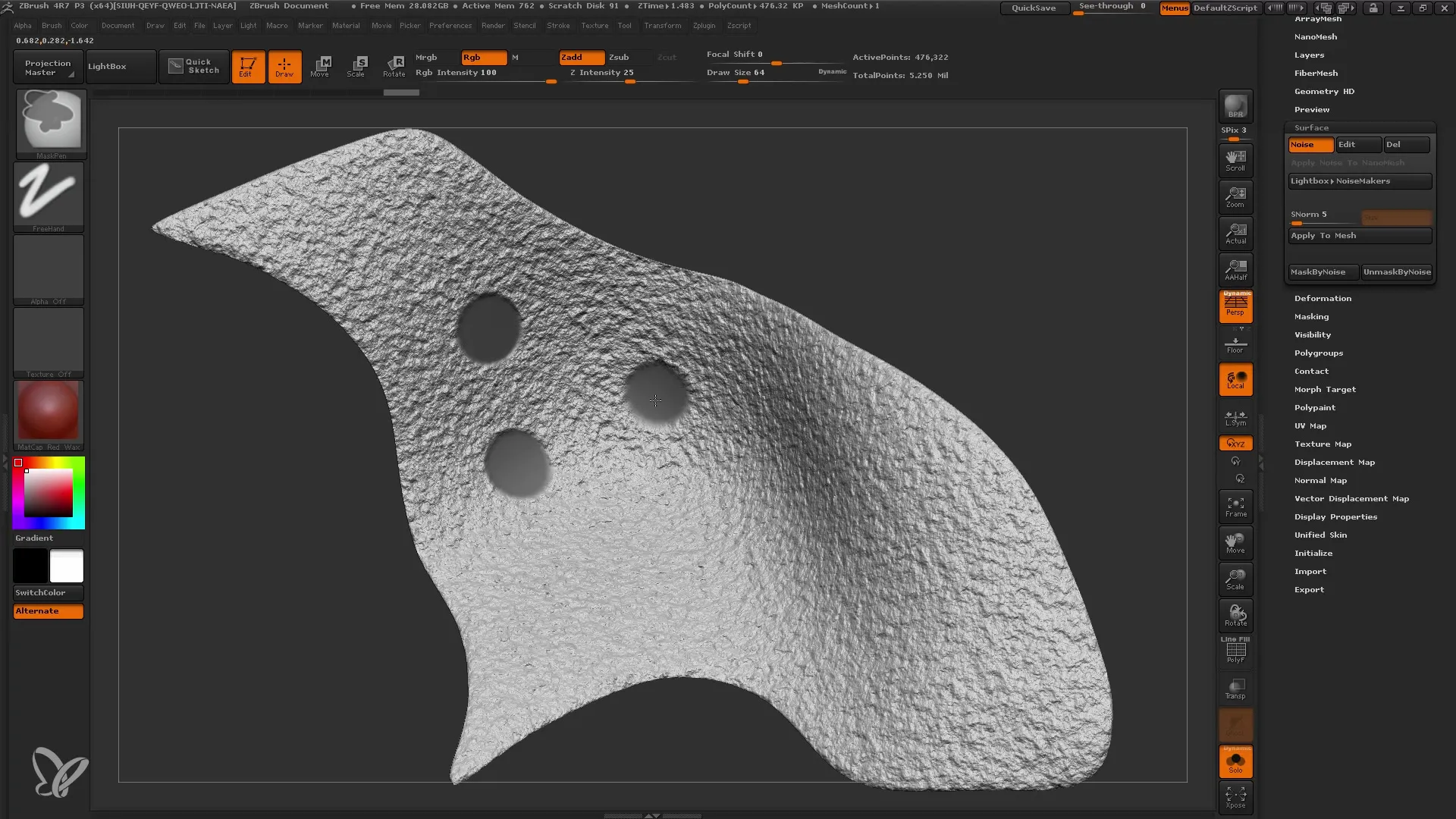 ZBrush의 표면 노이즈로 3D 모델 개선하기